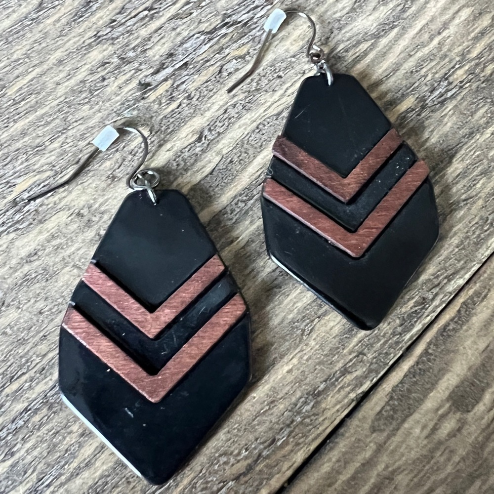 NEW MARLYN SCHIFF Boho Dangle Earrings in Black/Copper Color